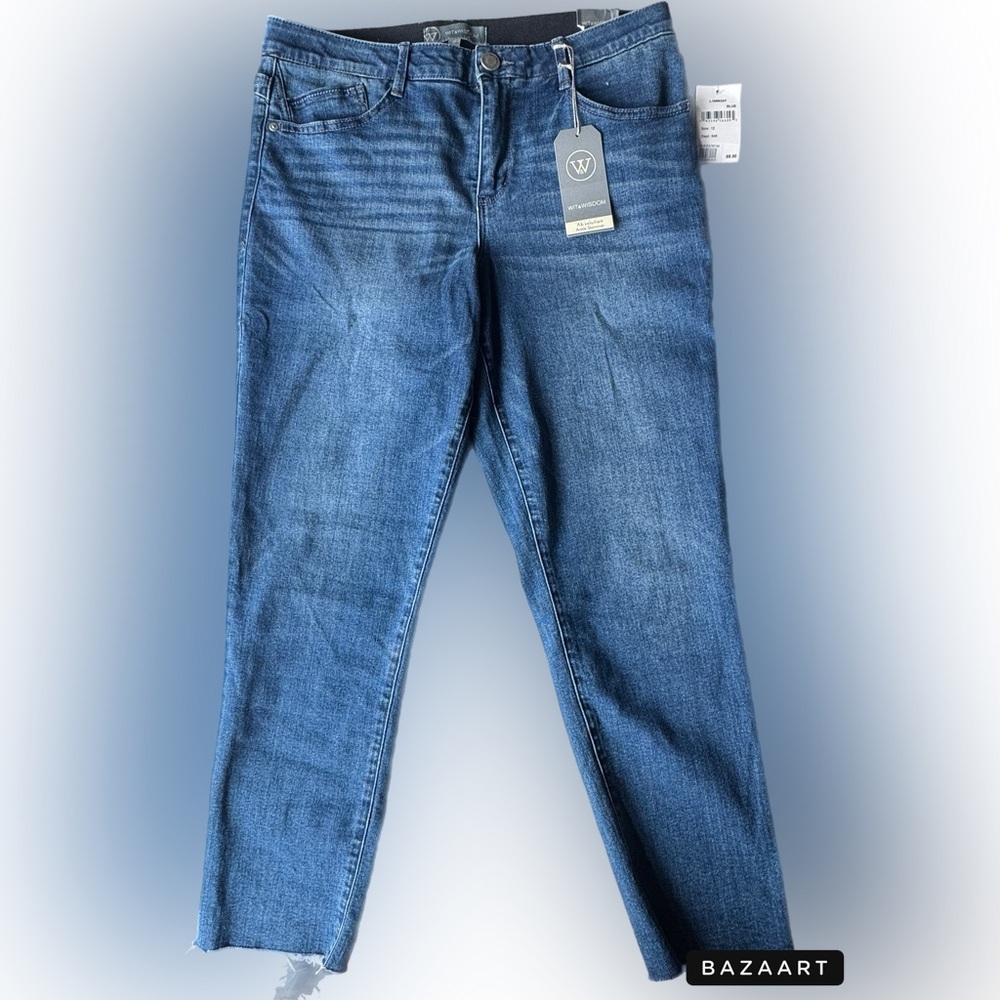 Wit & Wisdom “Ab”Solution Ankle Skimmer Jeans NWT Size 12 Raw Hem